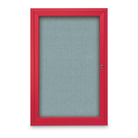 United Visual Products Slim Enclosed Corkboard, 18"x24", White Alum Frame/Cinnabar UVEB1824-WHITE-CINNABA